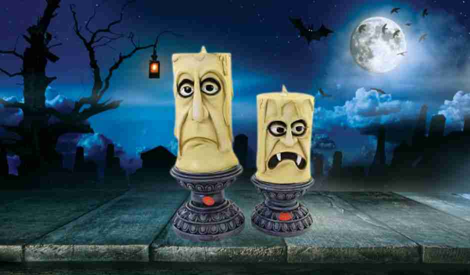 Halloween 8.25" Spooky Candles Light Up Pillar Led - Decorative Figurines